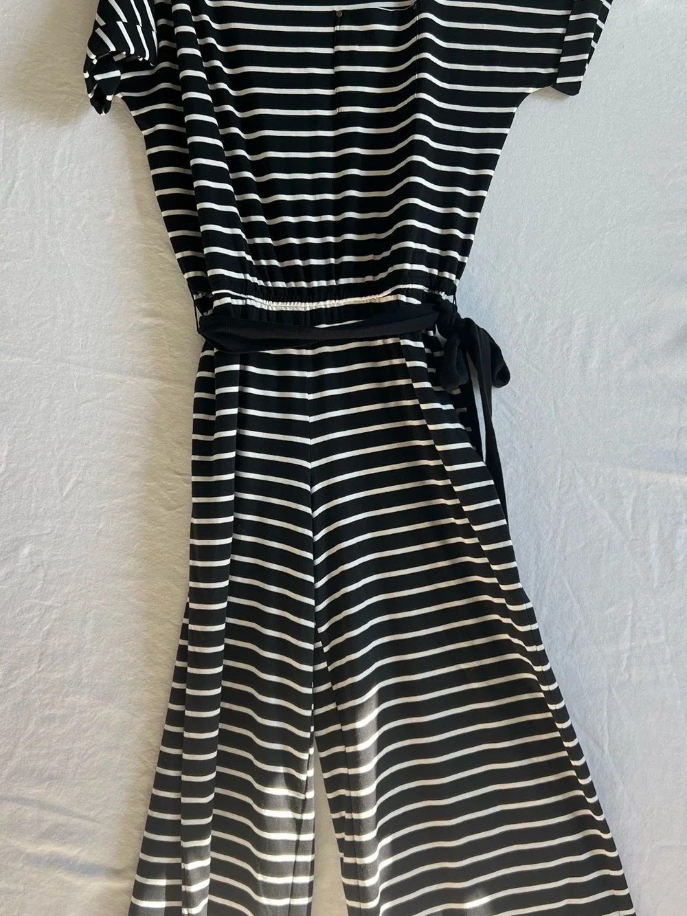 Ralph Lauren Black & White Striped Jumpsuit with Tie Waist